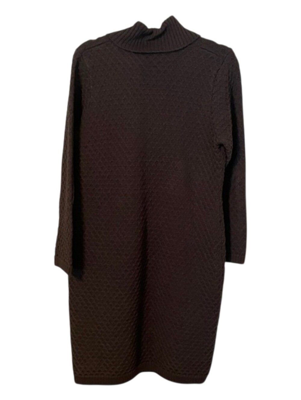 Calvin Klein Charcoal Gray Faux Wrap Sweater Dress Diamond Weave Knit Size L/XL - Picture 9 of 12
